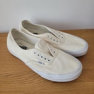 VANS Size 10 Authentic Lo Pro Cream Off White Canvas Sneakers Low Top Slim